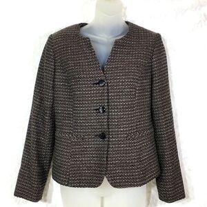 Cambria Platinum wool tweed texture collarless blazer suit coat jacket size 2